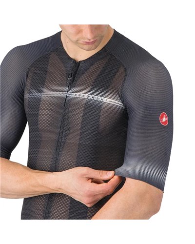 Castelli Climber's A/C Rosso Corsa Men's Full Zip Short Sleeve Cycling Jersey, Black/Dark Gray