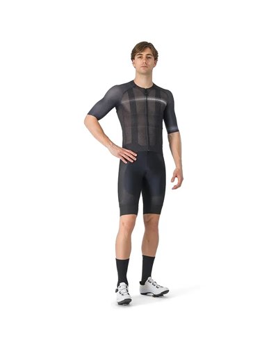 Castelli Climber's A/C Rosso Corsa Men's Full Zip Short Sleeve Cycling Jersey, Black/Dark Gray