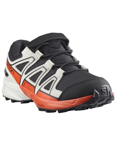 Salomon Speedcross CSWP K Waterproof Kids Trail Running Shoes, Black/Lunar Rock/Cherry Tomato