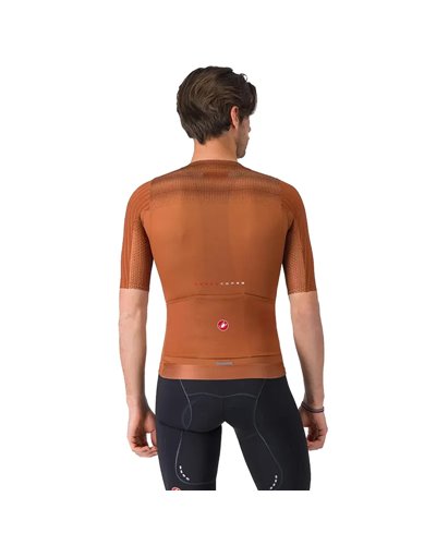 Castelli Aero Race 8S Rosso Corsa Men's Full Zip Short Sleeve Cycling Jersey, Mocha