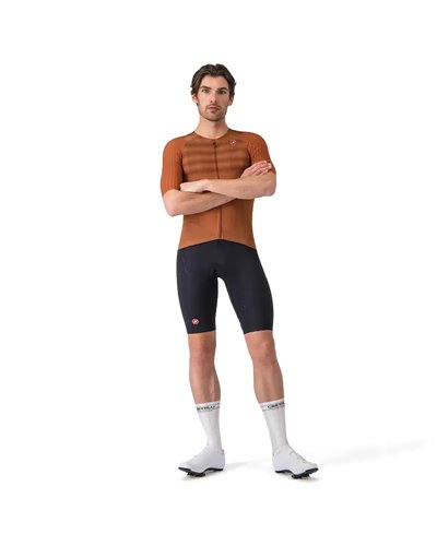Castelli Aero Race 8S Rosso Corsa Men's Full Zip Short Sleeve Cycling Jersey, Mocha