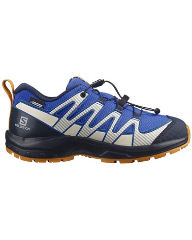 Salomon XA Pro V8 CSWP J Junior Trail Running Shoes, Palace Blue/Navy Blazer/Butterscotch