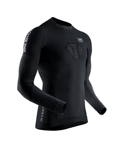 X-Bionic Invent 4.0 Running Speed Round Neck Men's Long Slave Base Layer, Black/Charcoal