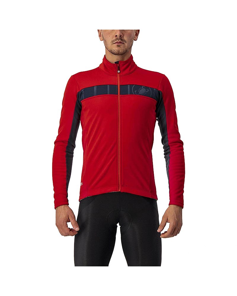 Castelli Mortirolo VI GTX Gore-Tex Infinium Windstopper Men's Cycling Jacket, Red/Savile Blue