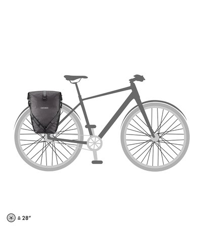 Ortlieb Back-Roller Plus CR F5204 Coppia Borse Bici Posteriori 40 Litri, Granito/Nero