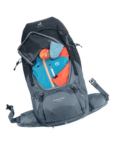Deuter Futura Air Trek 50+10 Zaino Trekking, Nero/Grafite