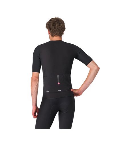 Castelli Premio Evo Rosso Corsa Maglia Maniche Corte Full Zip Uomo, Light Black/Black