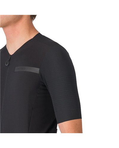 Castelli Premio Evo Rosso Corsa Men's Full Zip Short Sleeve Cycling Jersey, Light Black/Black