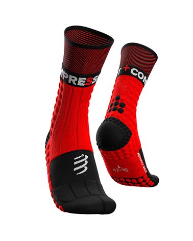 Compressport Pro Racing Socks Winter Trail Calze a Compressione, Rosso/Nero