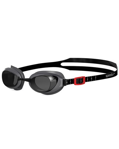 Speedo Aquapure Optical Prescription Swimming Goggle, Oxid Grey/Red/Smoke