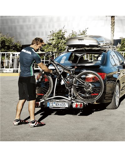 Thule EuroWay G2 920020 13 Pin Plug Foldable Towbar Bike Rack, Black/Aluminium (2 Bikes)