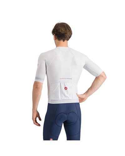 Castelli Climber's A/C Rosso Corsa Men's Full Zip Short Sleeve Cycling Jersey, Silver Gray/Red