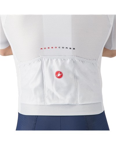 Castelli Climber's A/C Rosso Corsa Men's Full Zip Short Sleeve Cycling Jersey, Silver Gray/Red