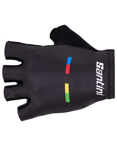 Santini UCI World Champion Short Finger Cycling Gloves, Black