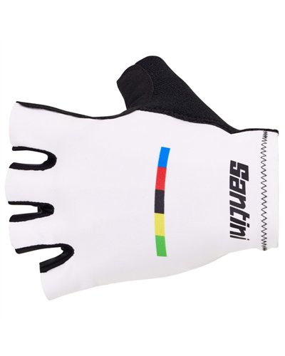 Santini UCI World Champion Short Finger Cycling Gloves, White