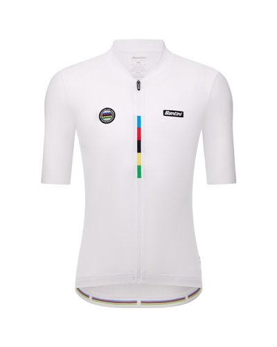 Santini Mondo UCI World Champion Maglia Maniche Corte Uomo, Bianco