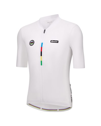 Santini Mondo UCI World Champion Men's Short Sleeve Cycling Jersey, White