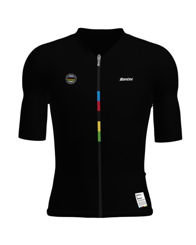 Santini Mondo UCI World Champion Maglia Maniche Corte Uomo, Nero