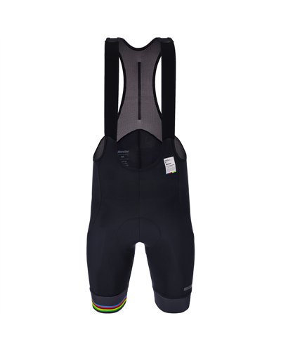 Santini UCI World Champion Men's Cycling Bib Shorts - GITevo Seatpad, Black/Rainbow Stripes