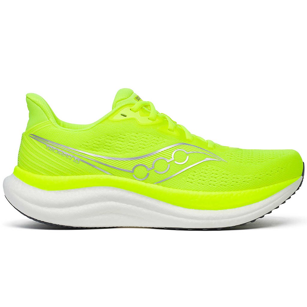 Saucony Triumph 22 Men's Running Shoes, White/Citron