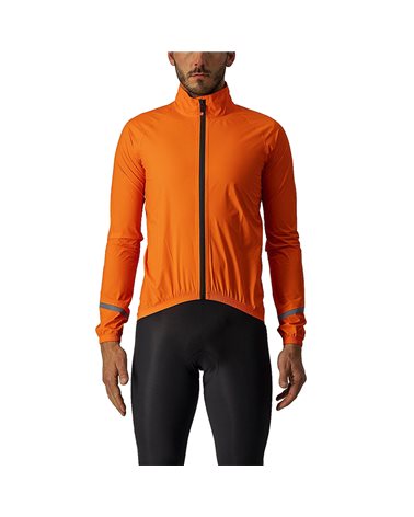 Castelli Emergency 2 Rain Waterproof/Windproof Men's Packable Cycling Jacket, Brilliant Orange