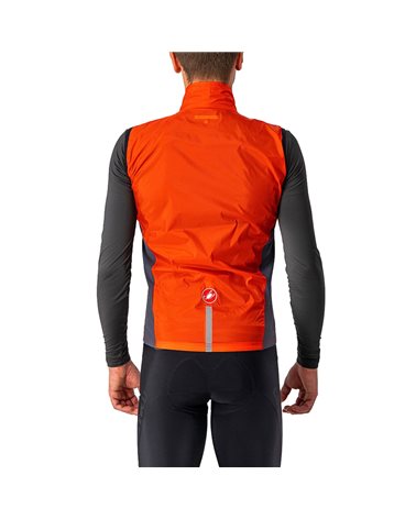 Castelli Squadra Stretch Windproof Men's Packable Cycling Vest, Fiery Red/Dark Gray