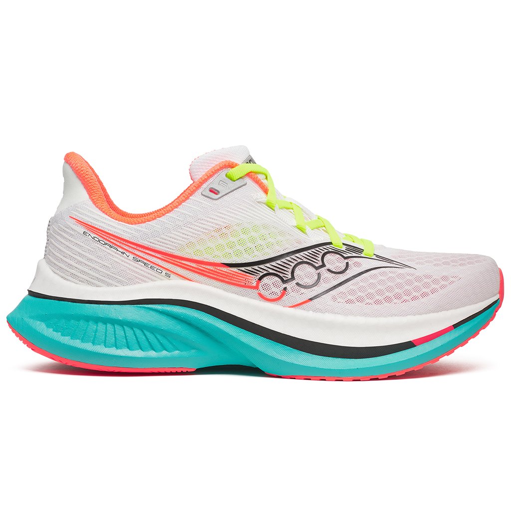 Saucony Endorphin Speed 5 Men's Running Shoes, White/Mutant
