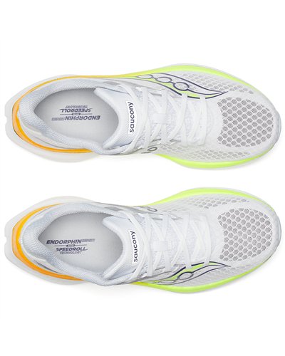 Saucony Endorphin Speed 5 Men's Running Shoes, White/Citron