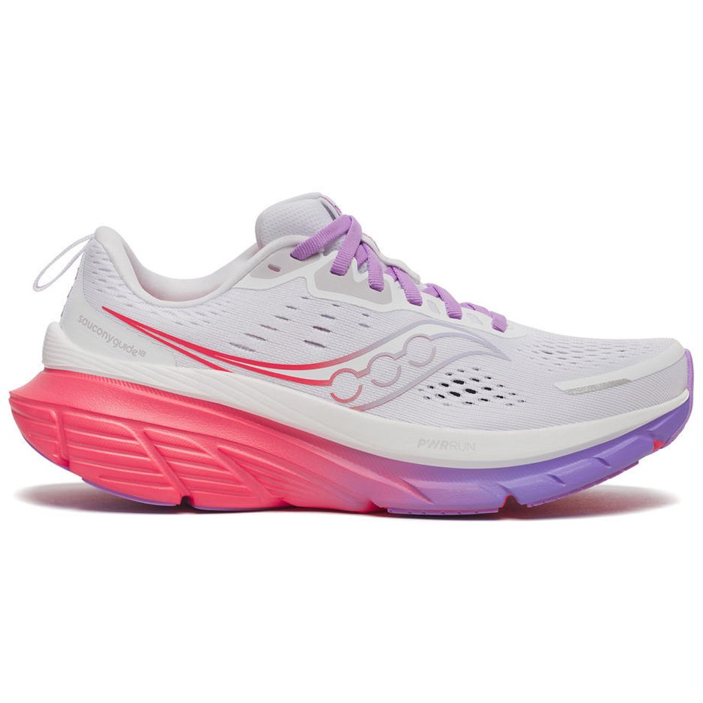 Saucony Guide 18 Women's Running Shoes, White/Crocus