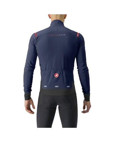 Castelli Alpha Flight RoS Polartec Men's Cycling Jacket, Belgian Blue/Pompeian Red-Rock