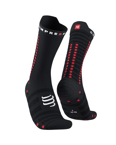Compressport Pro Racing Socks V4.0 Ultralight Bike Calze a Compressione, Nero/Rosso