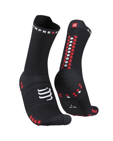 Compressport Pro Racing Socks V4.0 Run High Cut Calze a Compressione, Nero/Rosso