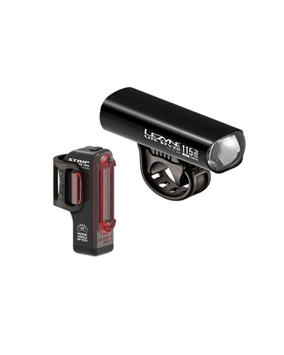 Lezyne Luce Lite Drive STVZO Pro 115/Strip STVZO Anteriore + Posteriore Nero Lucido