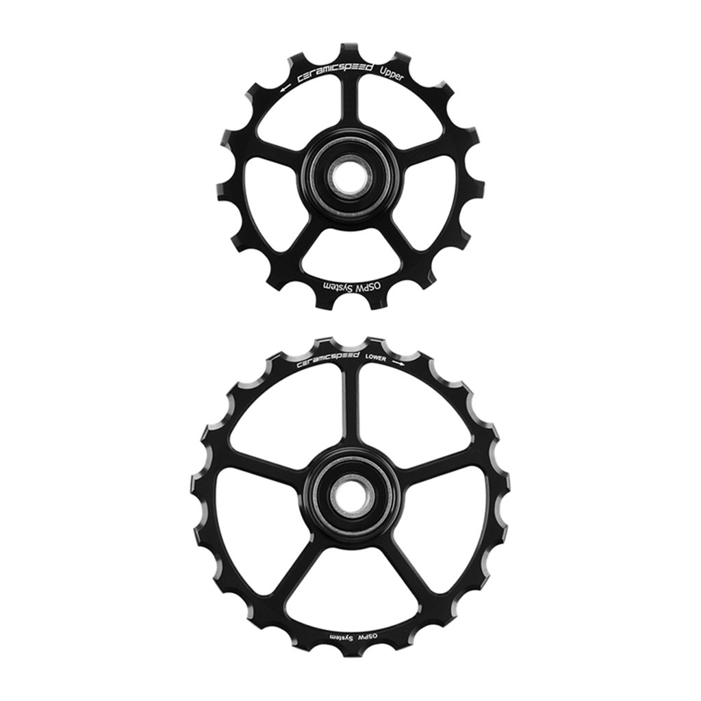 CeramicSpeed Coppia Pulegge OSPW Alluminio 12V Nero Sram AXS Ricambio 15/19 Denti