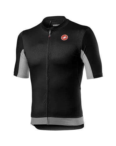 Castelli Vantaggio Men's Short Sleeve Cycling Jersey, Light Black/Silver Gray
