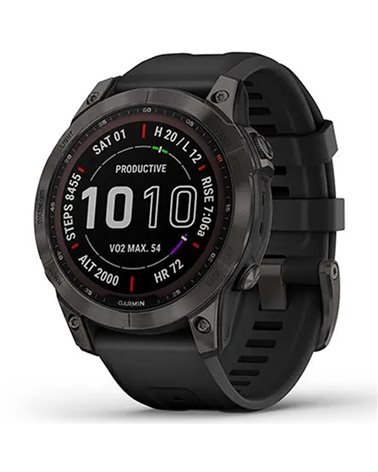 Garmin Fenix 7 Sapphire Solar Edition Case 47mm GPS Watch Wrist-Based HR, Titanium Carbon Grey DLC/Black