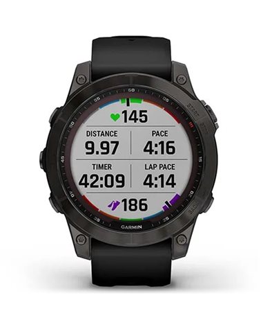 Garmin Fenix 7 Sapphire Solar Edition Case 47mm GPS Watch Wrist-Based HR, Titanium Carbon Grey DLC/Black