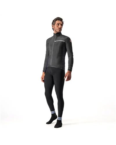 Castelli Squadra Stretch Windproof Men's Packable Cycling Jacket, Light Black/Dark Gray