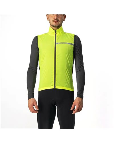 Castelli Squadra Stretch Gilet Comprimibile Antivento Uomo, Yellow Fluo/Dark Gray