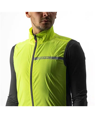 Castelli Squadra Stretch Windproof Men's Packable Cycling Vest, Yellow Fluo/Dark Gray