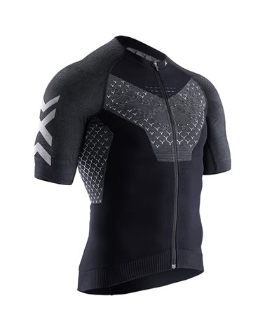 X-Bionic Twyce 4.0 Cycling Zip Men's Short Sleeve Shirt, Opal Black/Arctic White