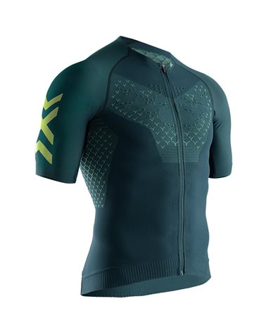 X-Bionic Twyce 4.0 Cycling Zip Men's Short Sleeve Shirt, Pine Green/Amazonas Green