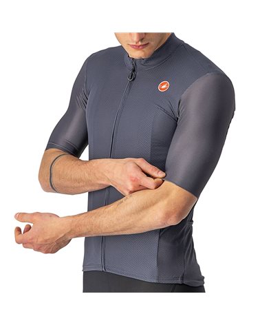 Castelli Endurance Elite Men's Full Zip Short Sleeve Cycling Jersey, Dark Gray