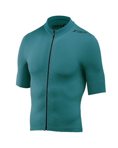 XTech Essential Men's Cycling Full Zip Short Sleeve Jersey, Petrol