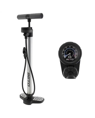 Beto Deluxe Aluminum Floor Pump 11bar/160psi Manometer, Silver