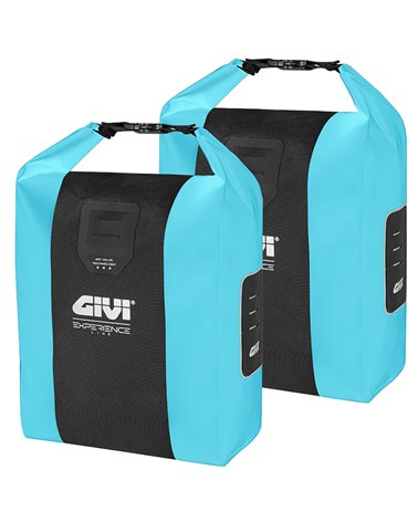 Givi Junter 14+14 Liters Experience Line Waterproof Rear Luggage Carrier Bicycle Bags, Light Blue