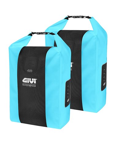 Givi Junter 20+20 Liters Experience Line Waterproof Rear Luggage Carrier Bicycle Bags, Light Blue