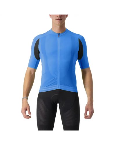Castelli Superleggera 3 Maglia Maniche Corte Full Zip Uomo, Drive Blue