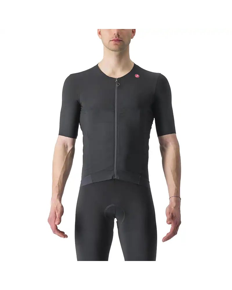 Castelli Premio Maglia Maniche Corte Full Zip Uomo, Light Black/Black