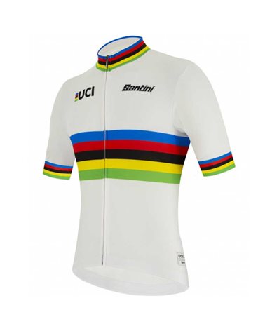 Santini UCI World Champion Eco Men's Short Sleeve Cycling Jersey, White